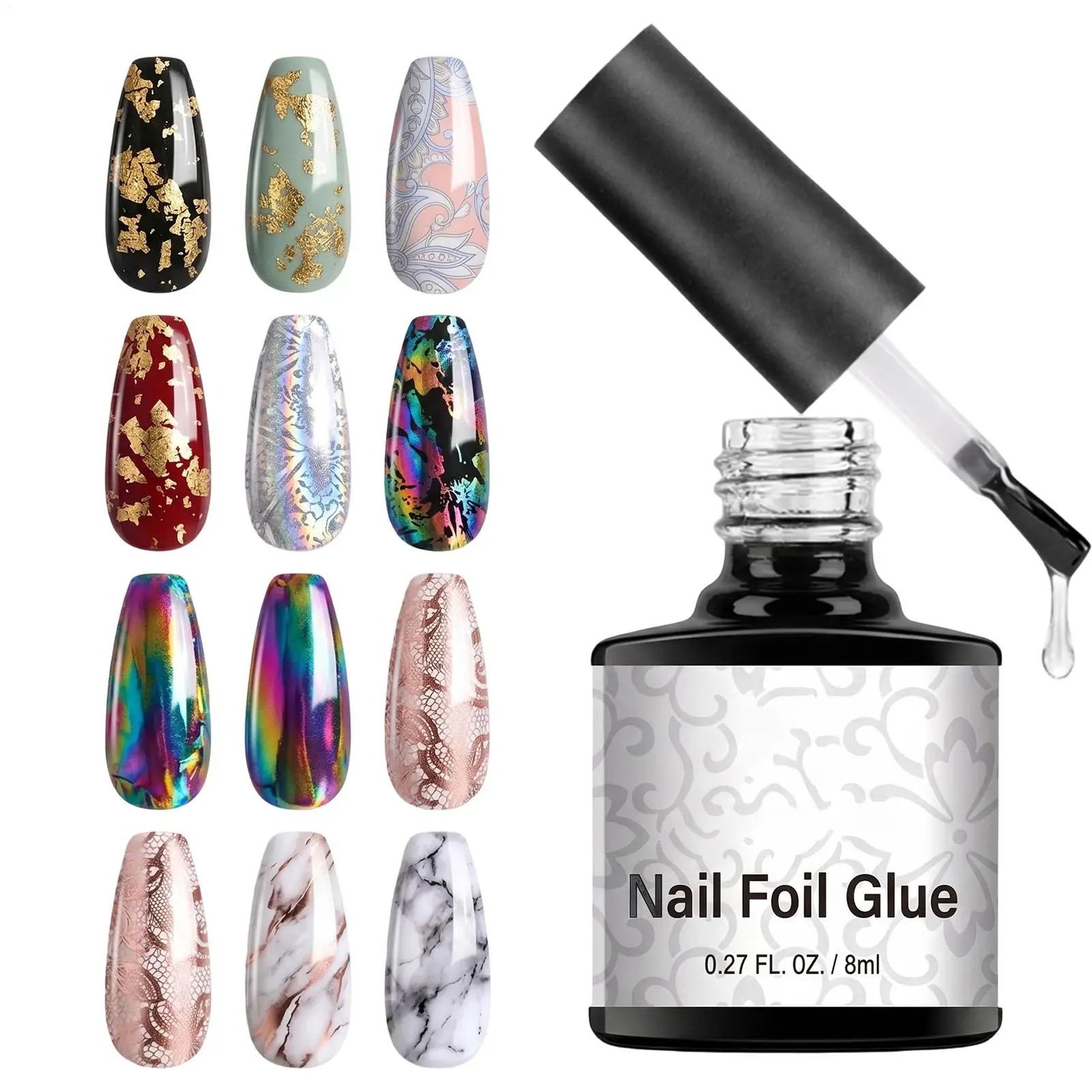 Nail Foil Glue 8ml Transfer Foil Gel Nail Polishing Semi-Permanant Varnish For Adhesive Sticker Nail Glue Soak Off UV LED Gel