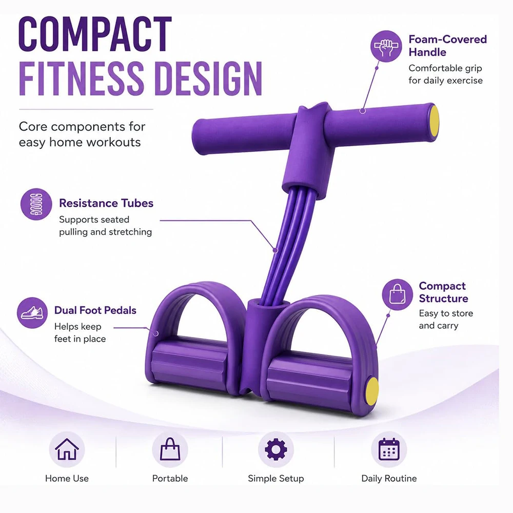 Multifunction Fitness Resistance Band 4-Tube Tension Exercise Rope Workouts Sit-Up Training Yoga Abdominal Stretching