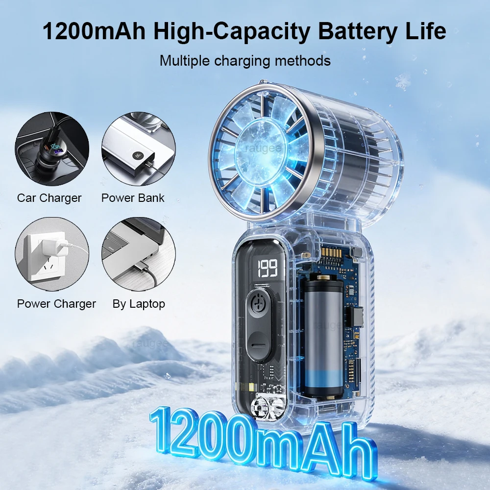 Mini Portable Handheld Fan Personal Pocket-Sized Digital Display Hand Fan USB Rechargeable Outdoor Small Pocket Hand Fan image 4