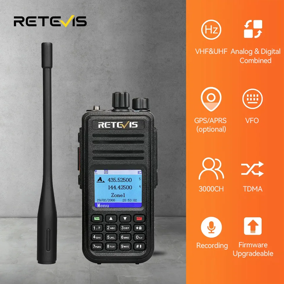 Retevis RT3S اسلكية تخاطب DMR راديو Uhf Vhf الهواة الرقمية 5 واط طويلة المدى محطات راديو هام أجهزة اتصال لاسلكية المهنية لتحديد المواقع