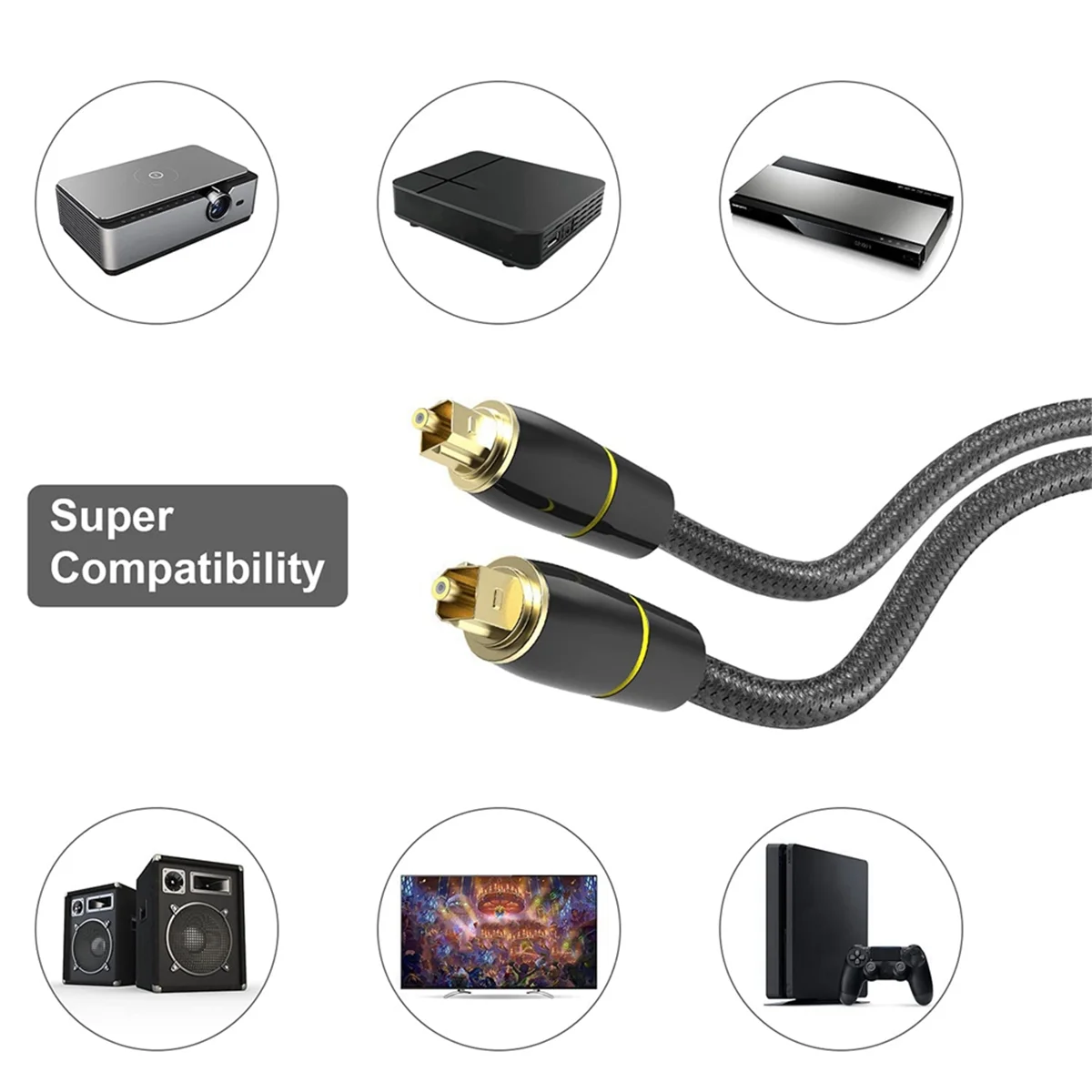 Digital Optical Audio Cable 2m Output Cable Amplifier Speaker 5.1 Channel Optical Fiber Connection Cable Nylon Braided