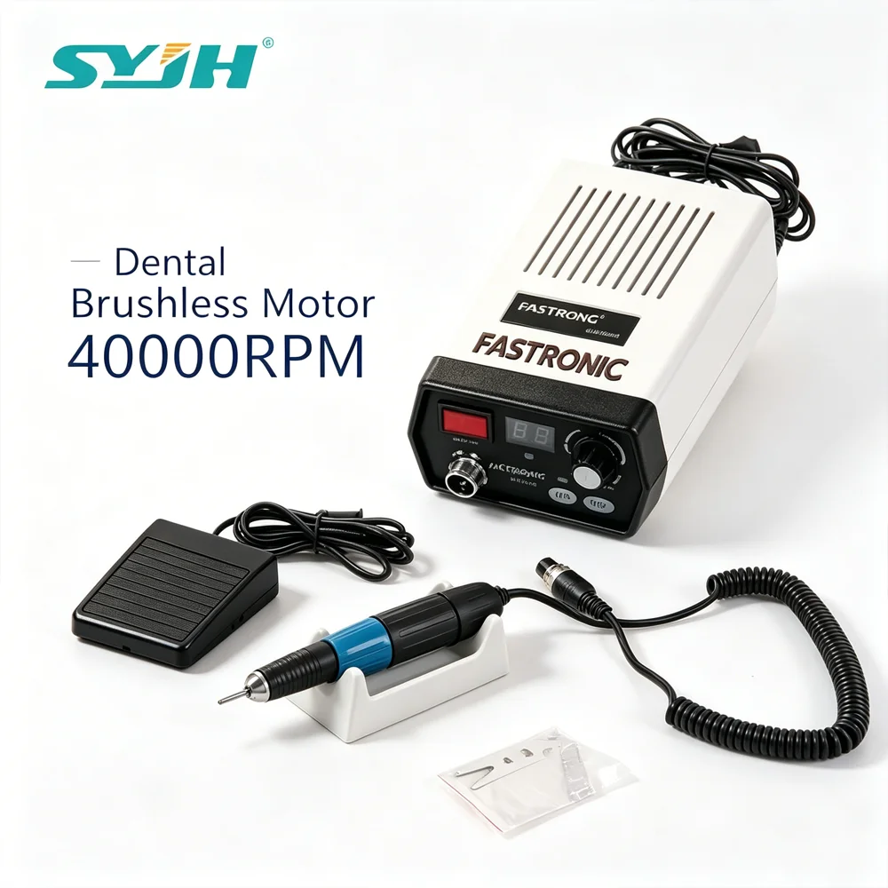 FASTRONG 40000RPM Brushless Dental Micromotor Polishing Machine with 102LN Handpiece Foot Pedal for Lab Grinder Manicure Tool