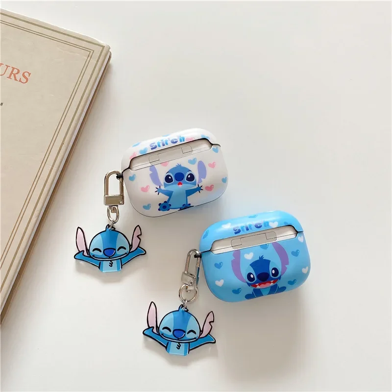 Cartoon Stitch Earphone Case With Keyring For Apple Airpods 1/2/3 Aripods Pro/Pro2 Wireless Bluetooth Headphone Protective Case