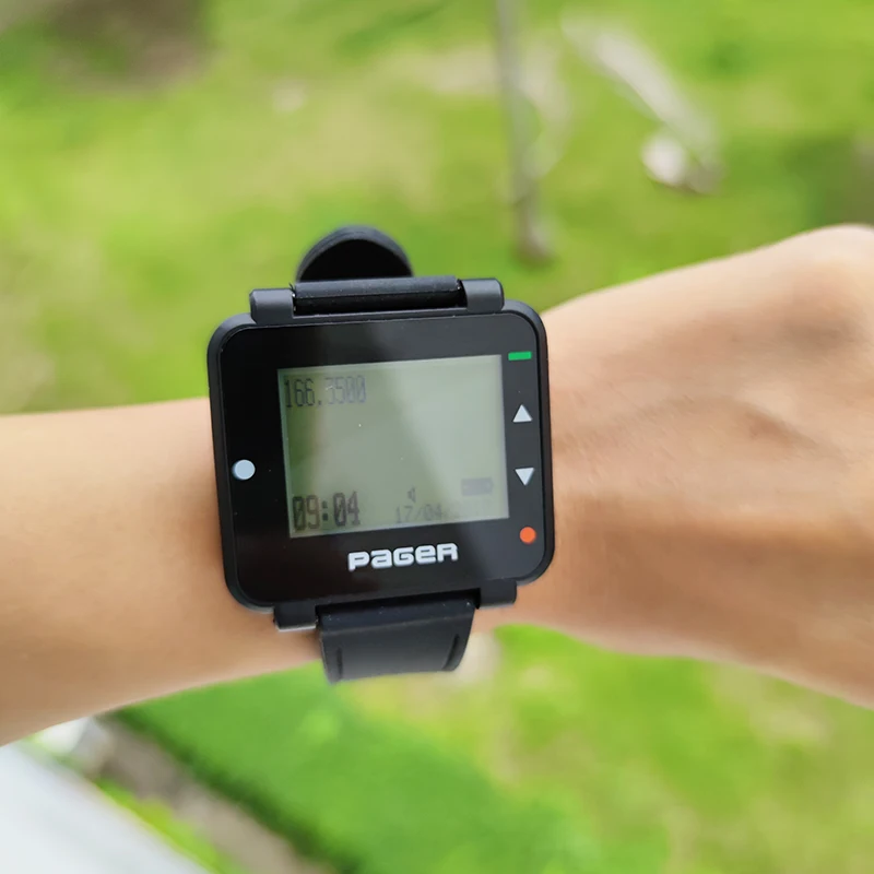Wireless POCSAG Wrist Watch Pager Beeper Text Receiver 137-930mhz Support Multi-language with GP2015W charger for Calling System