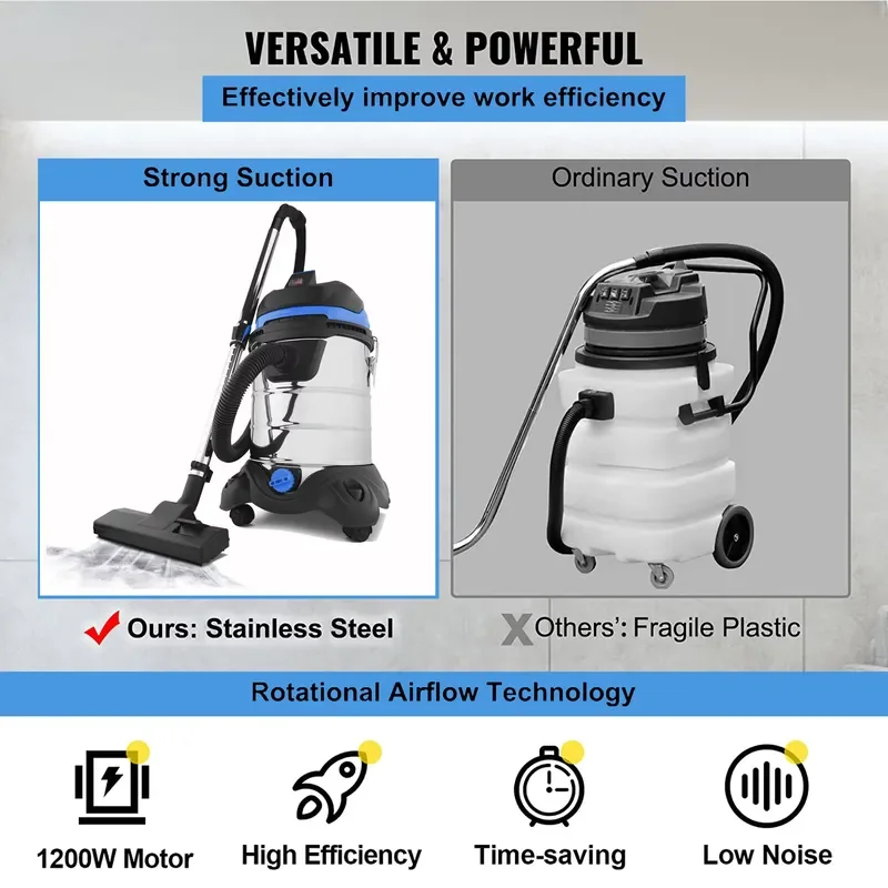 Industrial 3600W 50L Mattress Cleaning Machine High Pressure Cyclonic Hoover for Wet and Dry Cleaning for Hotels Red Color