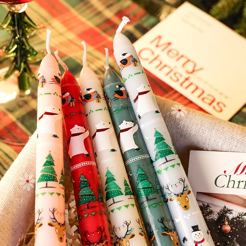 Christmas 25CM Christmas Banquet Candle Ornament Candlelight Dinner Decoration Long Pole Wedding Smokeless Atmosphere Candle