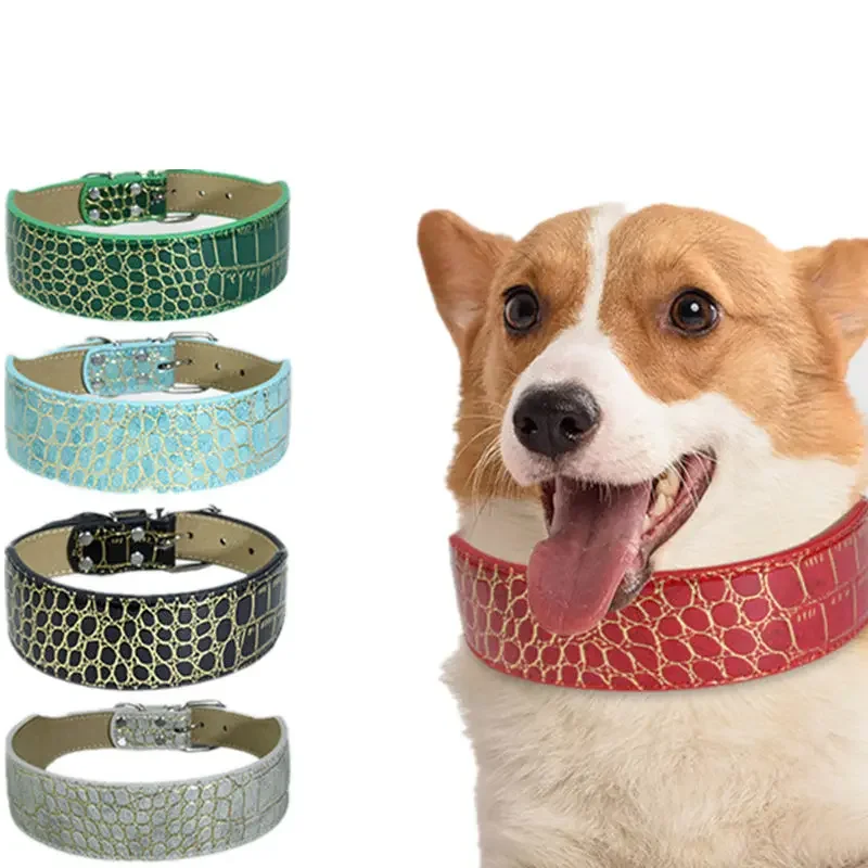 Wide Leather Dog Collar Padded Pet Collars Dog Collar for Medium Large Dogs Pitbull Bulldog Pet Supplies