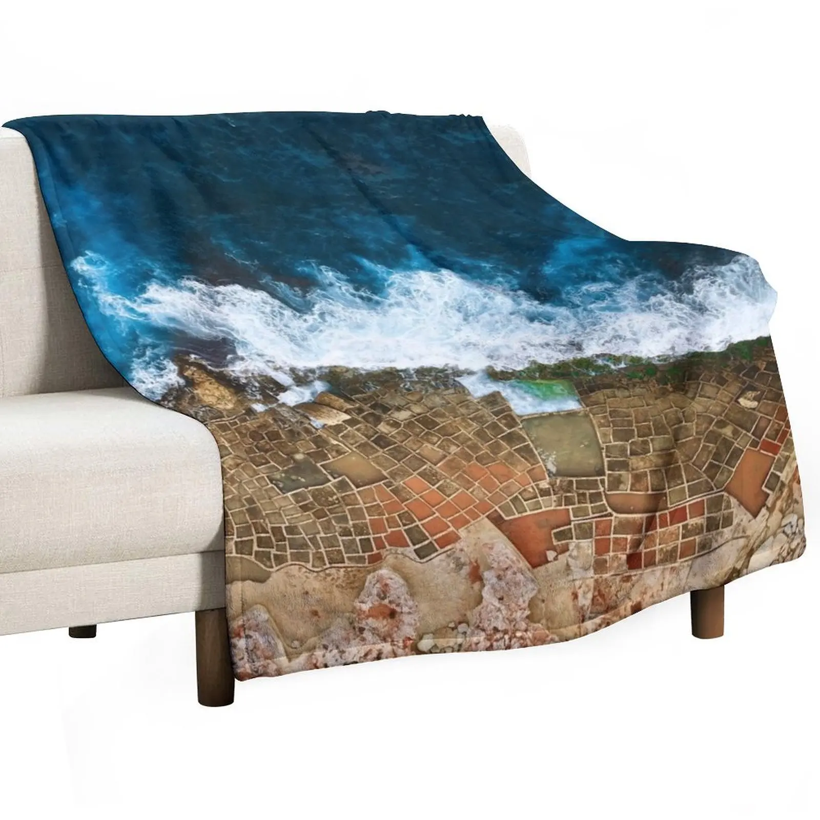 An aerial shot of the Salt Pans in Marsaskala Malta Throw Blanket Decorative Sofas Cute Blankets