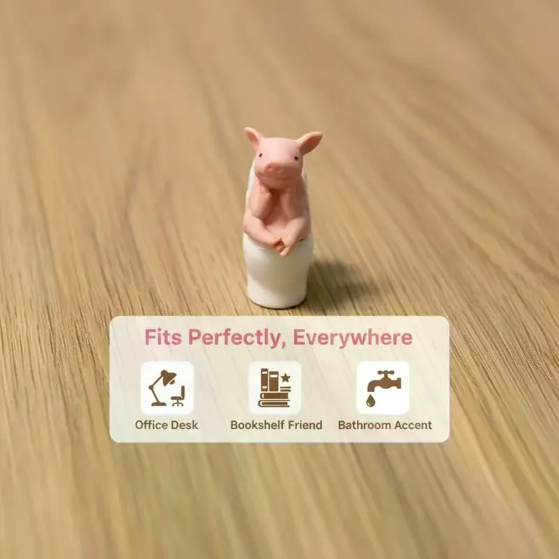 PVC Pig Toilet Sculpture Wall Table Ornament Bathroom Desktop Home Decor