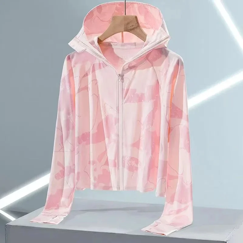 2025 Moda femminile maniche larghe scialle resistente ai raggi UV donna con cappuccio protezione solare in seta di ghiaccio camicia di protezione solare da donna primavera estate