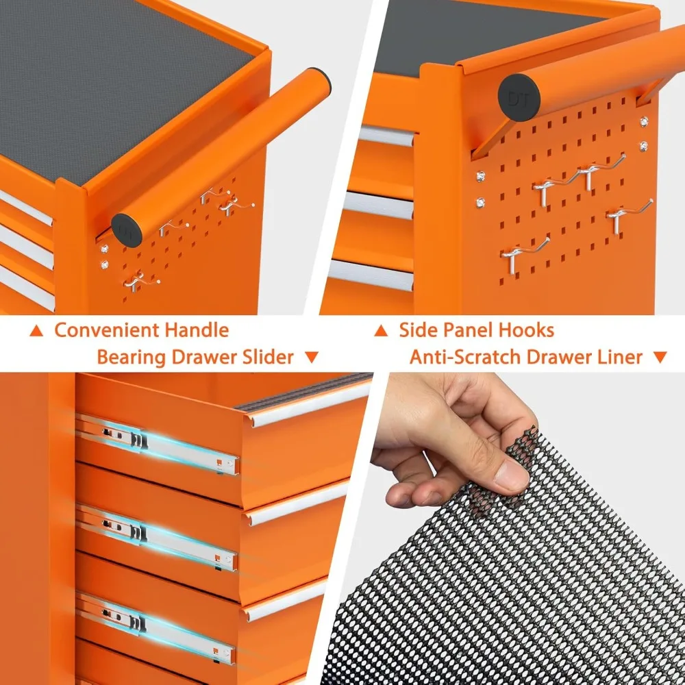7-Drawer Rolling Tool Chest, Tool Box with 4 Wheels and Drawers, High Capacity Detachable Mobile Tool Storage Cabinet for Garage