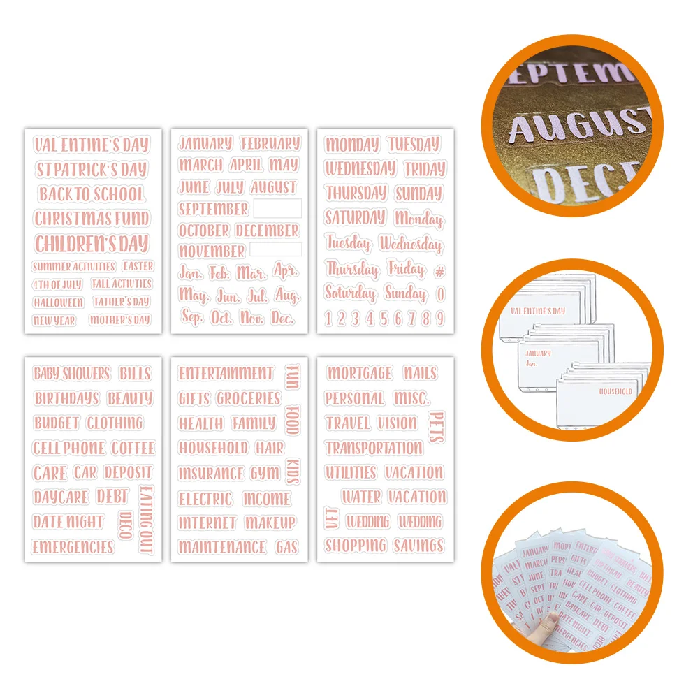 117 Pcs Small Labels Cash Envelope Rose Gold Binder Sticker Tabs Envelopes for Budgeting Pvc till Classifying