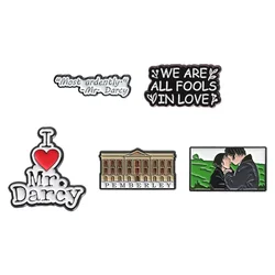Pride and Prejudice Brooch Enamel Pins Custom Romantic Lover Story Book Collected Brooches Collar Lapel Badge Jewelry Accessory