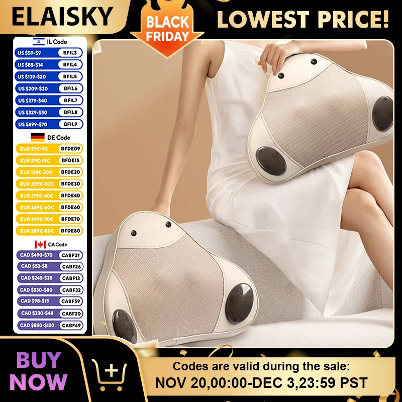 

New Smart Massage Device for Neck Back Body and Waist Kneading and Massaging Automatic Multi Functional Car Cushion for Home Use