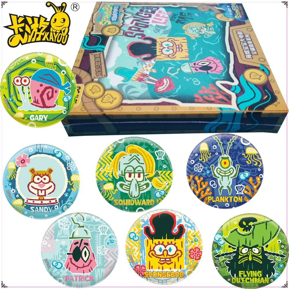 

New Genuine Kayou SpongeBob SquarePants Collection Tinplate Badge Cartoon Fashion Exquisite Brooches Bag Accessories Fans Gifts