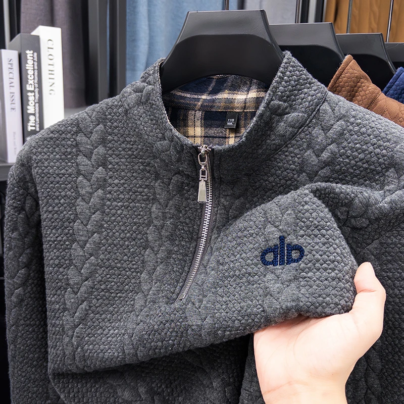 Designer Original Men's Long Sleeve Knitted Pullover Half Zip Stand Collar Soft Warm Casual Classic Fashion Autumn Winter Men's