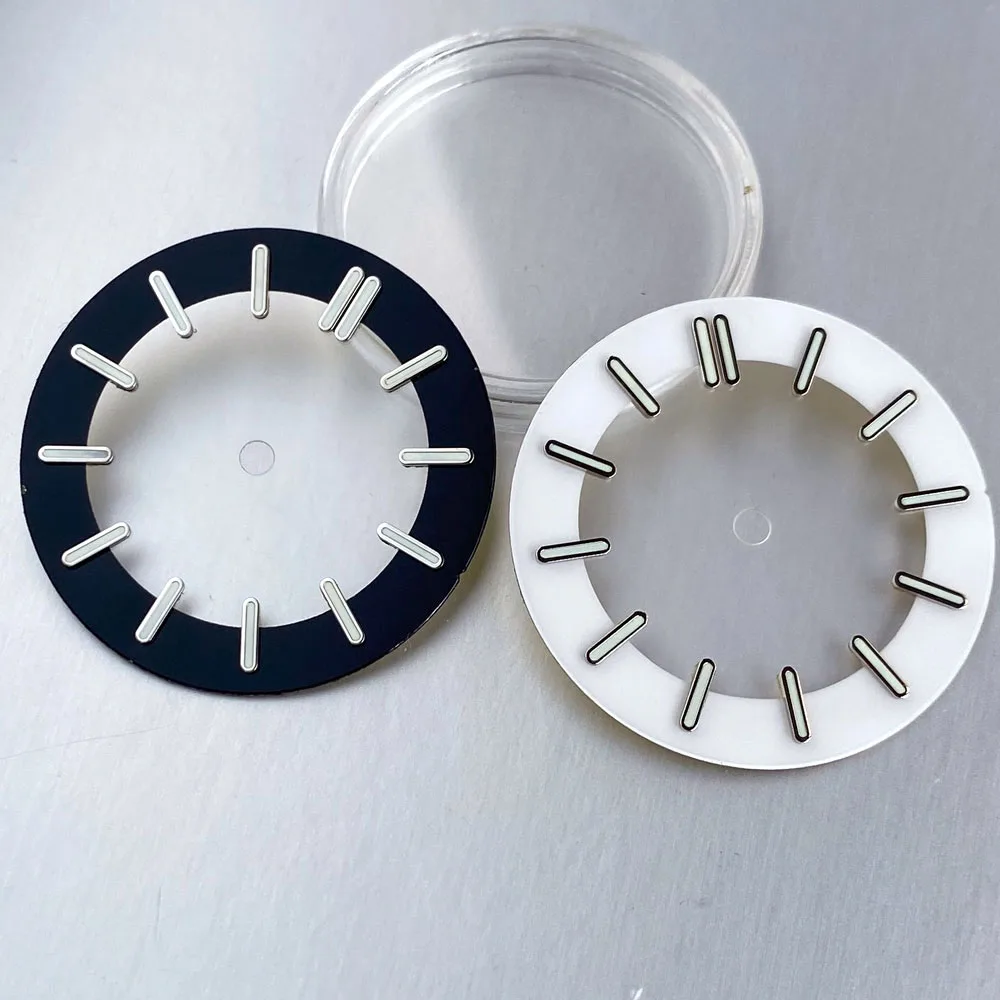 Black White 29mm Watch Dial for NH70 NH72 NH71 NH35 Movement Skeleton Hollow Dial Ring Luminous Watch Accessories Part