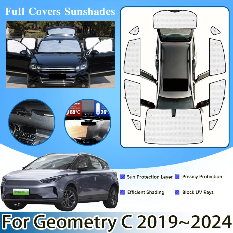 

Car Windshield Visors For Geely Geometry C 2019~2024 Full Window Anti-UV Sun Protection Sunshades Cover Sticker Auto Accessories