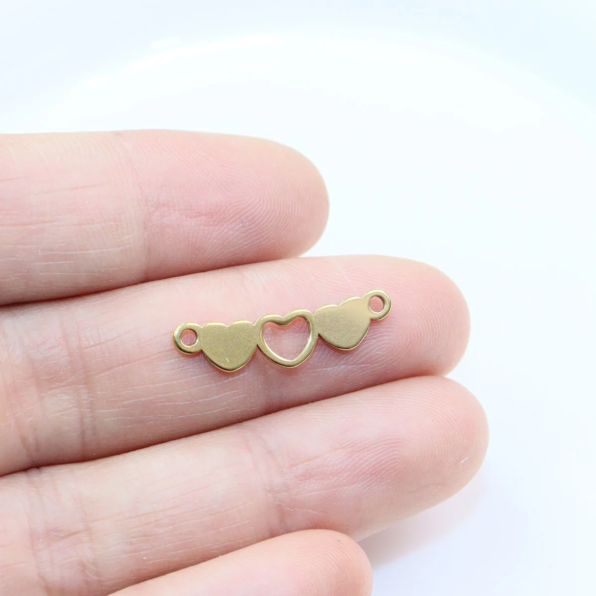 10 sztuk złącze serca ze stali nierdzewnej biżuteria Charms bransoletki DIY rzemieślnicza płyta próżniowa wodoodporna antyalergiczna — zdjęcie 3