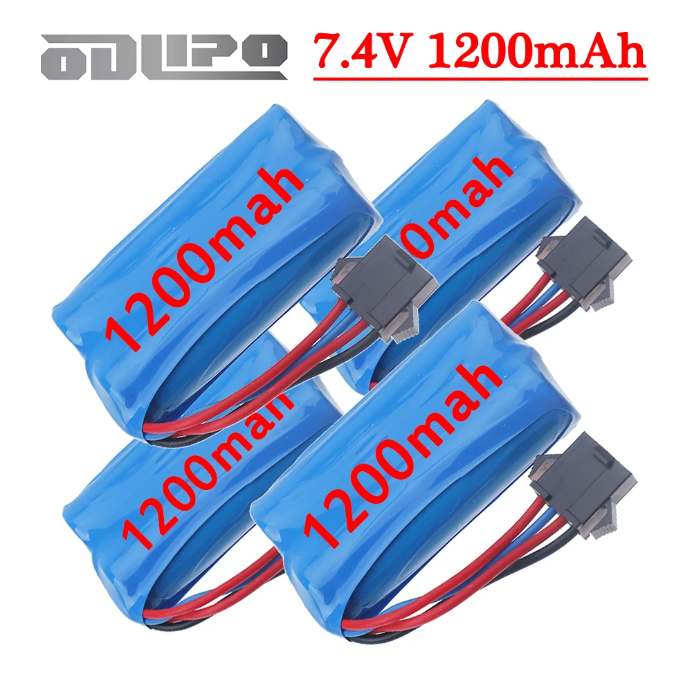 7.4V 1200mAh Batteries with SM-4P Plug 14500 Li-ion Battery For RC Cars Trucks Boats RC Helicopter Quadcopter Toys Parts
