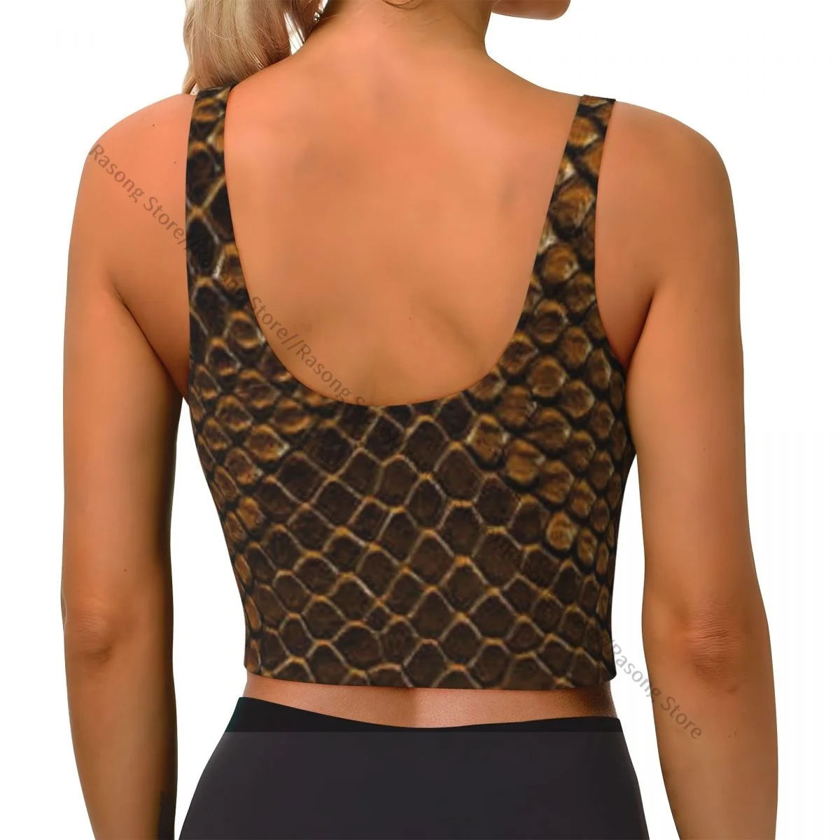 Yoga Vest Women Gym Sports Crop Tops Snake Skin Background Streetwear Workout Breathable Tank Top Female