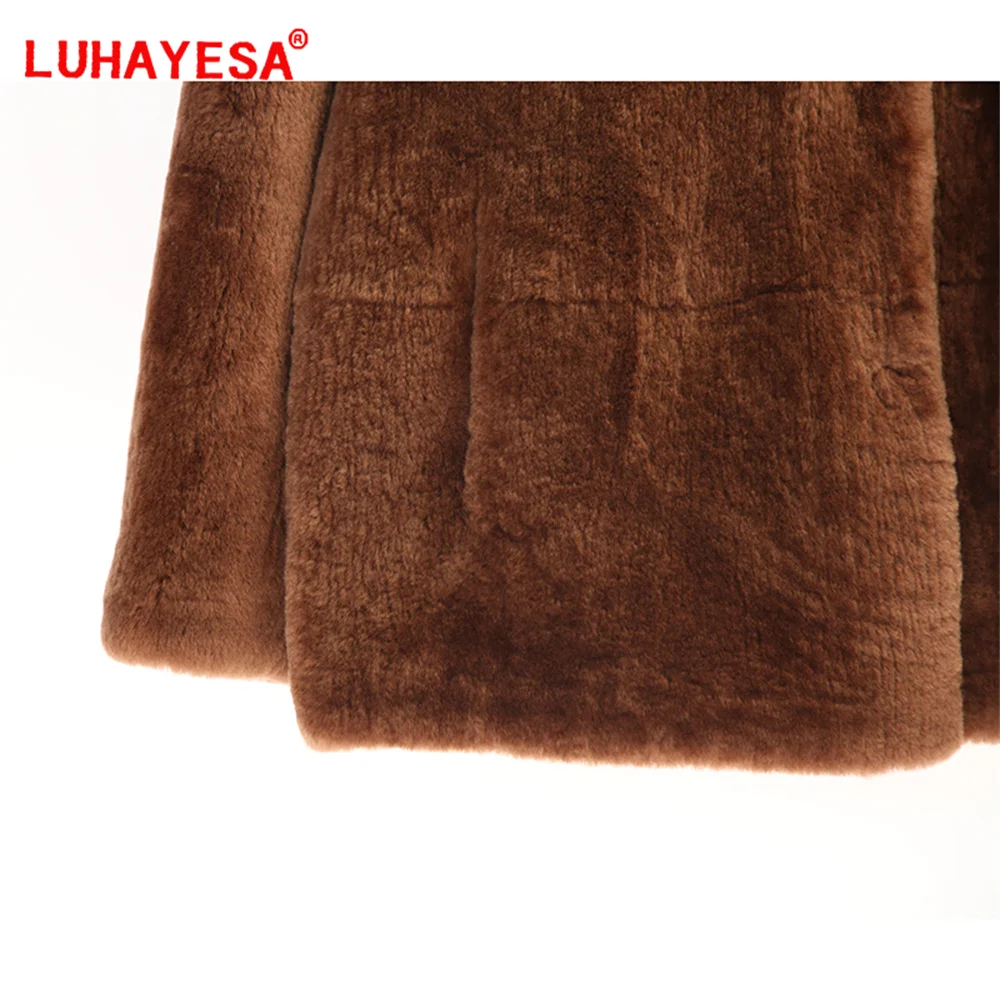 2024 Women Merino Sheepskin Lamb Fur Coat Luhayesa Winter Genuine Leather Fur Clothing