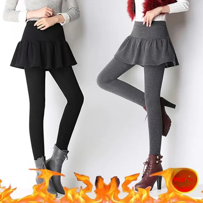 Thickened Fleece Women's High Waist Bottoms Pure Cotton Summer Thin Style Slimming Pleated Skirt Spring Autumn Winter Skirt