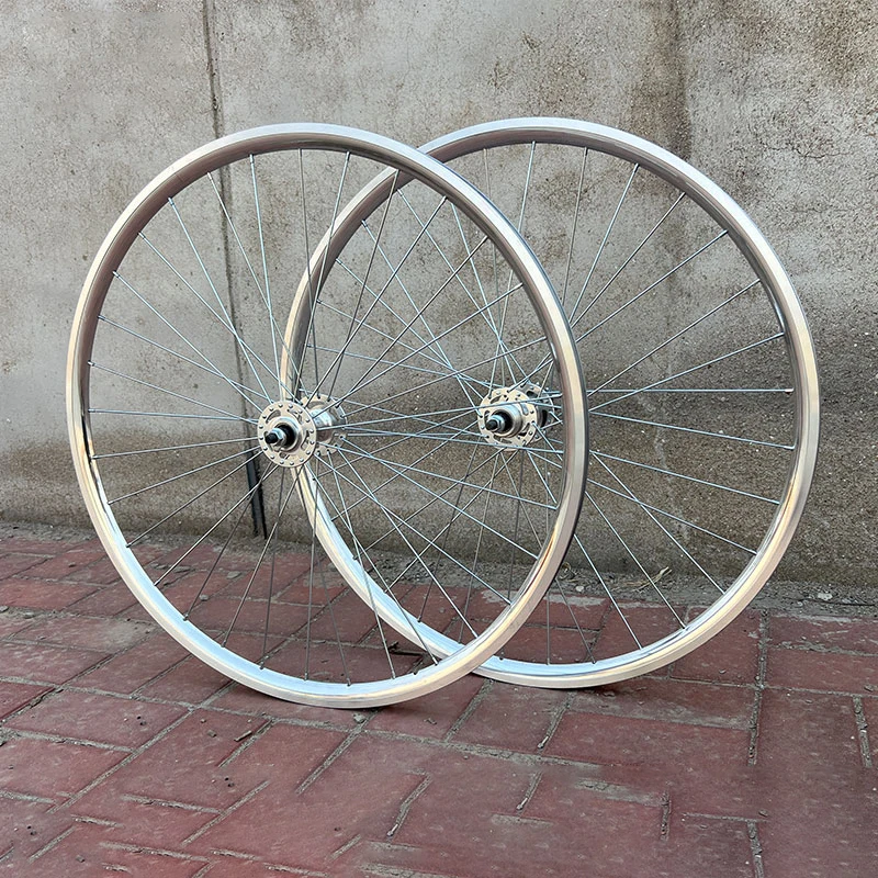 700C Fixed Gear Fahrradrad Aluminiumlegierung Retro Track Silber Single Speed Vorderrad Hinterradnabe 100/120 mm 32H Speichenfahrradrad