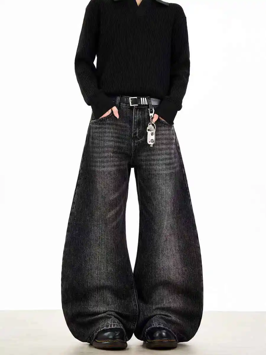 المرأة السوداء القوطية Y2k فضفاض ايمو الجينز Harajuku خمر سراويل جينز اليابانية 2000s نمط كبير الحجم صديقها الجينز السراويل 2025