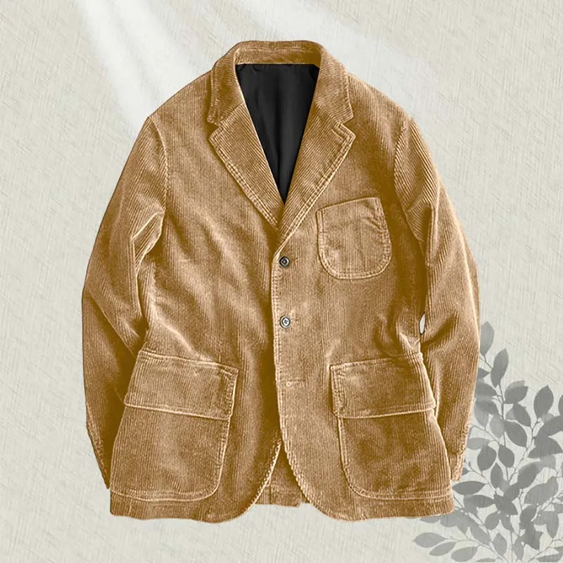 

Весенне-осенний мужской костюм, пальто, вельветовая однобортная повседневная мужская куртка, облегающий деловой костюм с тремя карманами, мужской спортивный Blzaer