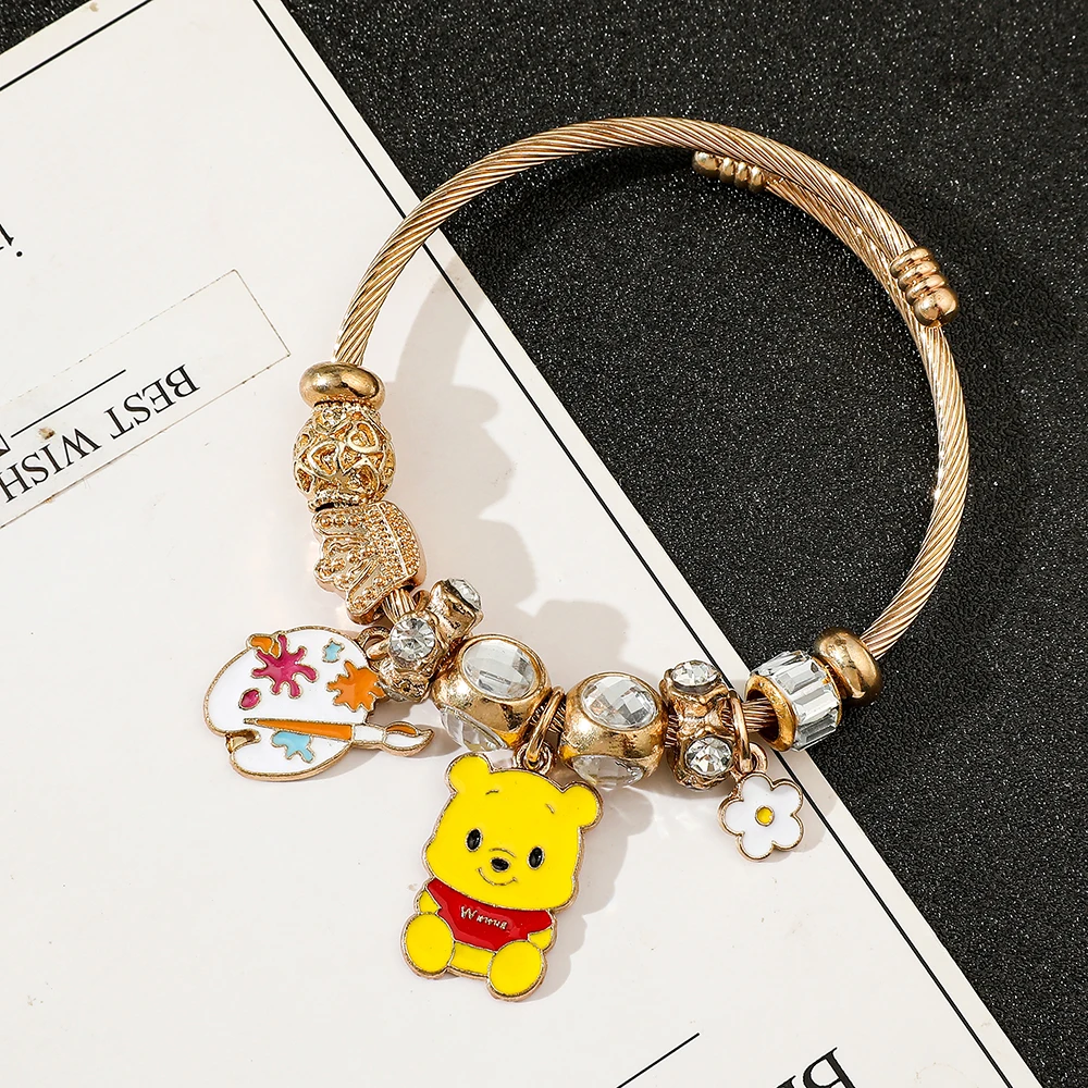 Disney Pooh Bear Bracelet Simple Fashion Cartoon Winnie Bracelet Ladies Party Jewelry Accessories Gifts