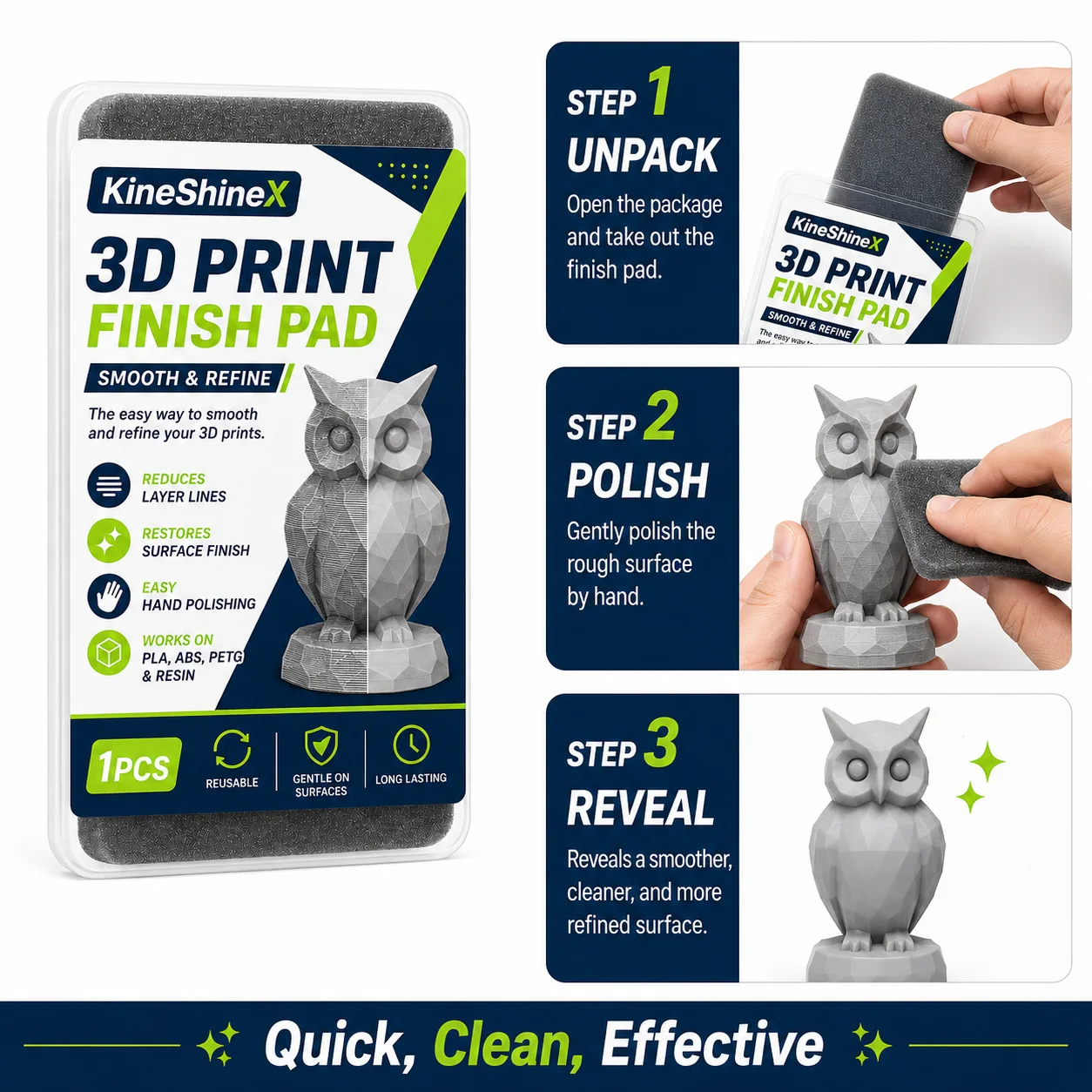 3D-Druck-Finish-Pad, wiederverwendbarer Polierschwamm für PLA-, ABS-, PETG-Harzmodelle, Werkzeug zur Oberflächenglättung für Schichtlinien und Propeller. – Detail 4