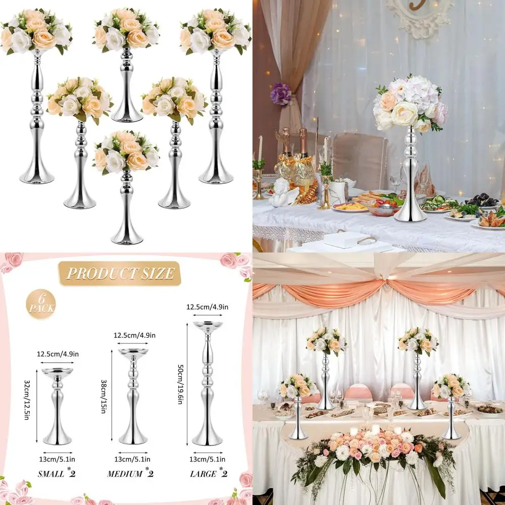 

Металлические подставки для цветов для свадебного приема, стола, вазы, набор из 6 предметов, элегантные стойки для украшения ужина