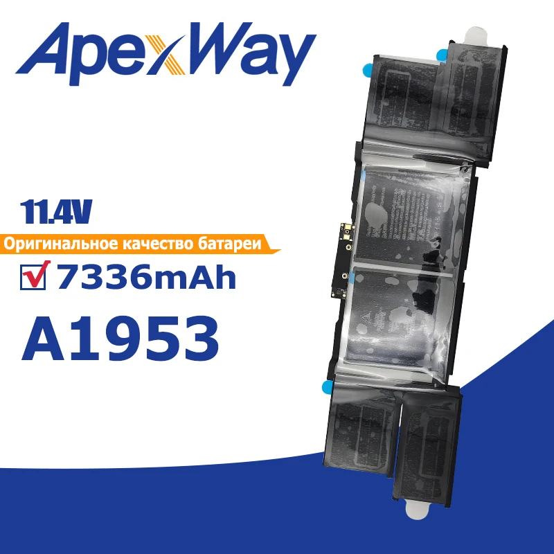 Apexway 애플 맥북 프로 노트북 배터리, A1953, 15 인치 터치 바, 미드 2018 2019, EMC3215, EMC3359, MR962LL, 11.4V, 7336mAh