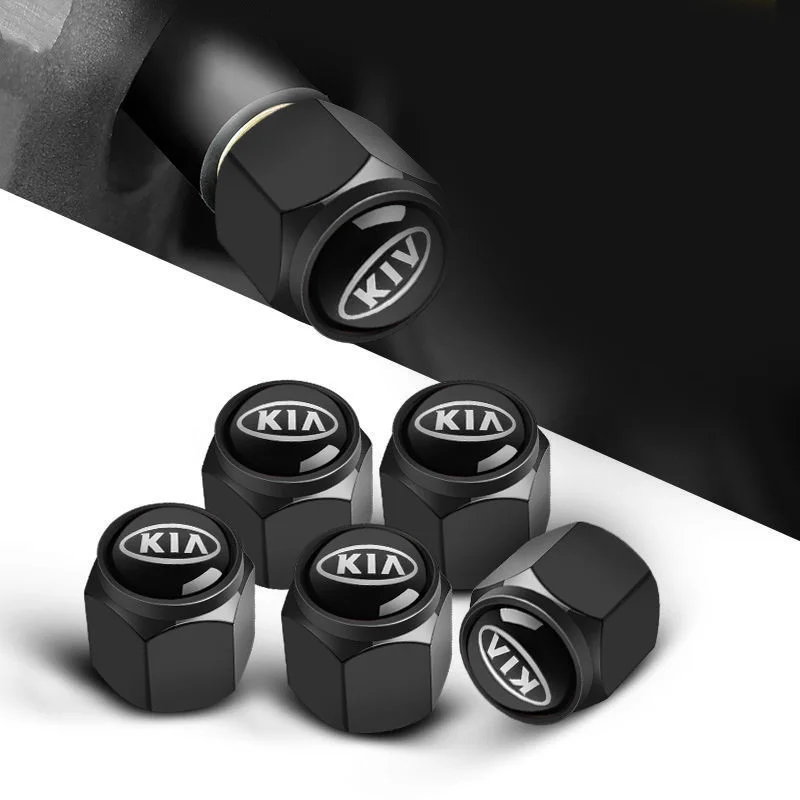 5Pcs Car Wheel Tire Valve Caps Metal Stem Cover For KIA Rio 3 Soul Seltos Forte K5 K3 Niro Sorento Stinger Sportage Accessories