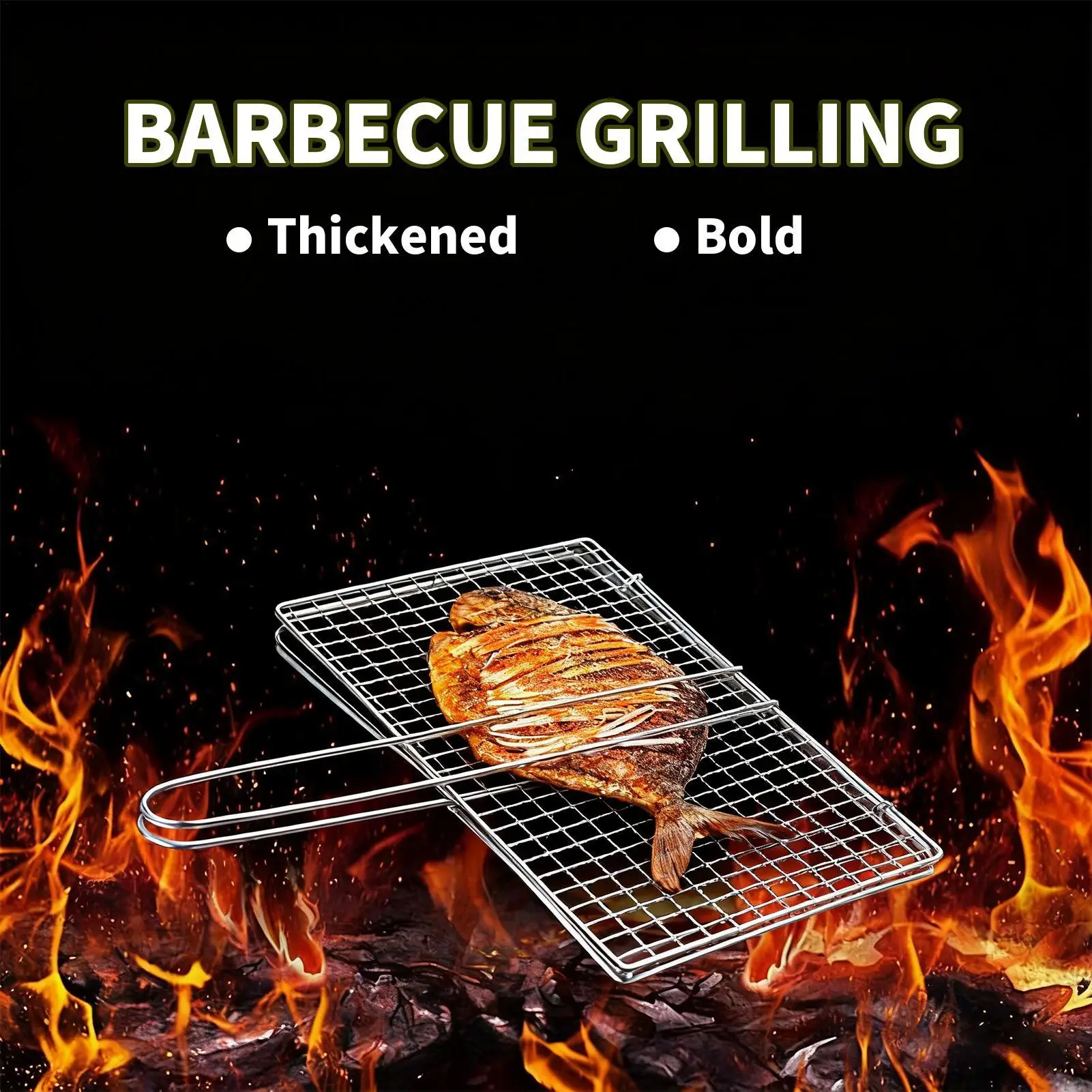 Folding Grill fish basket Portable Camping Stainless Steel BBQ Rack With Handle Grilling Basket Barbeque Griller Cooking Tools