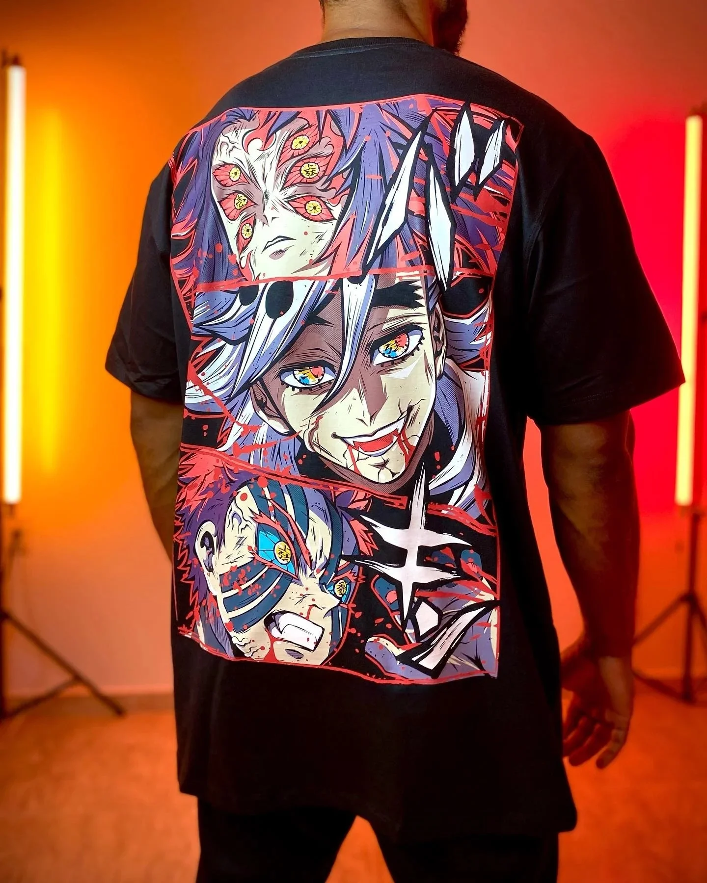 Demon Slayer Graphic T-shirt Hip-hop Street Style Y2K Style Short-sleeved Loose Fit Suitable for Couples Men's Clothing