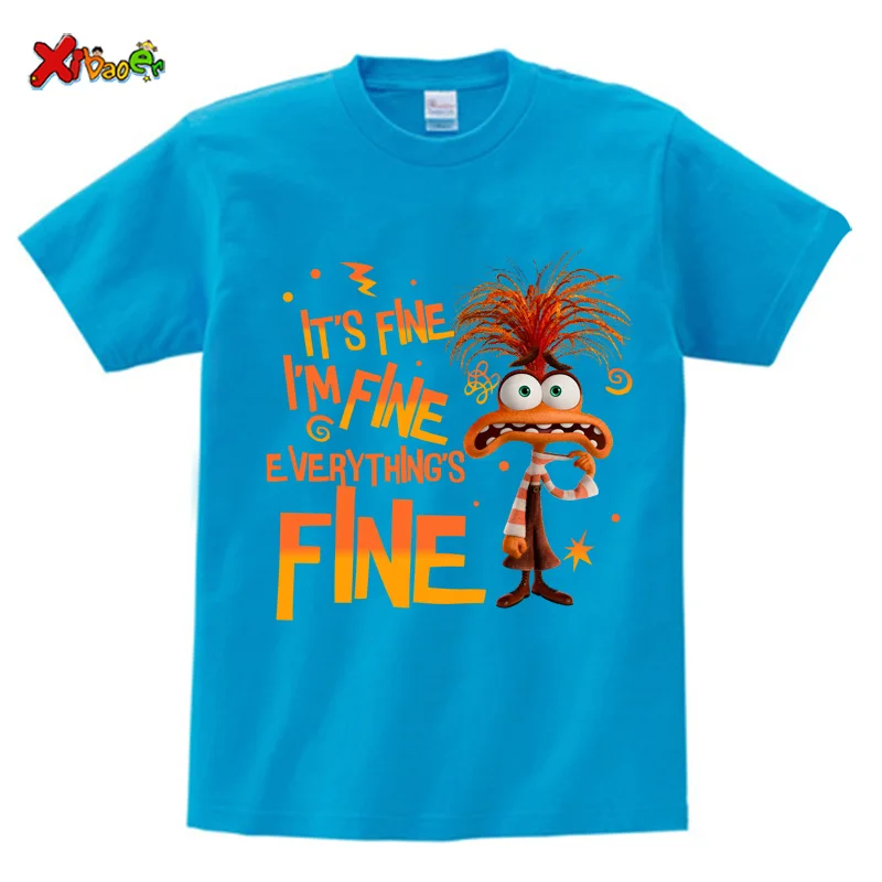 Inside Out 2 T Shirt Boys Girls Short-Sleeved T Shirts Birthday T-shirt Casual Top Cartoon TShirt Clothing Kids Clothes Fashion