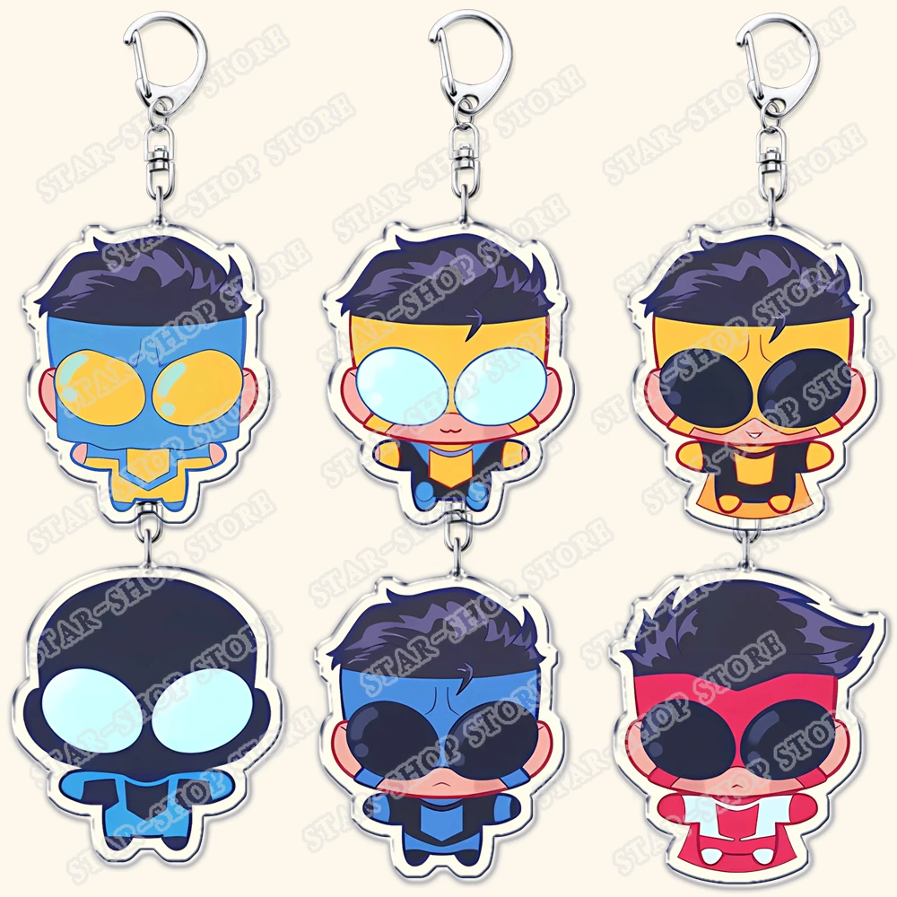 Hot Adult Animated Superhero Chibi Keychains for Women Accessories Bag Omni Man Key Chain Keyrings Jewelry Fans Friends Gifts