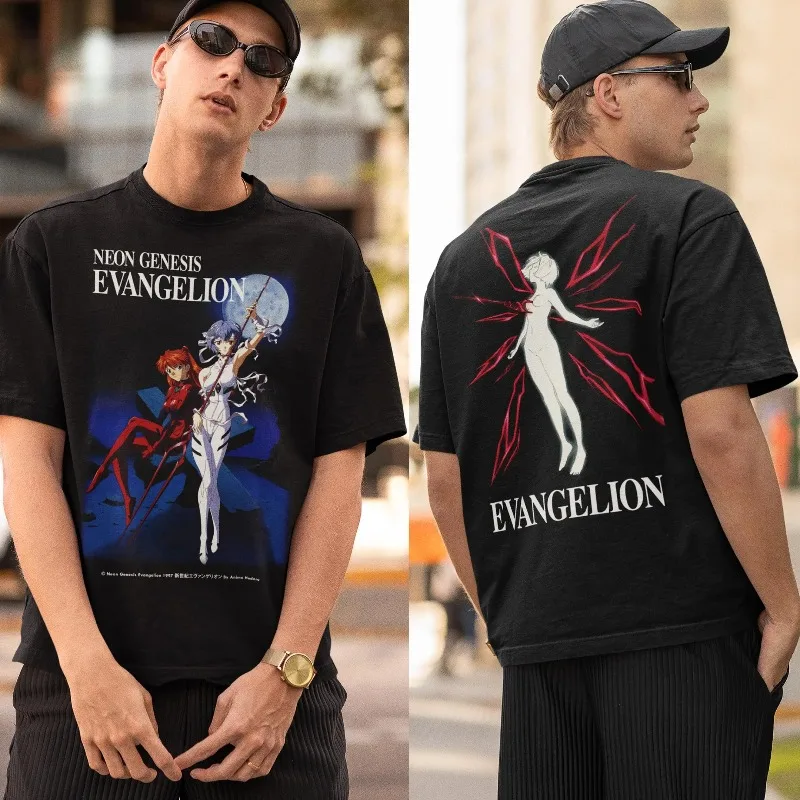 Camiseta Unisex Vintage de Anime Eva Ayanami, Camiseta de Manga Corta Estilo Bootleg de Asuka