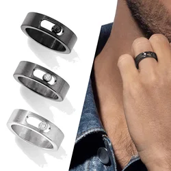 Personalized Cool Titanium Black Series Cold and Minimalist Pure Silver S925 Men's Ring