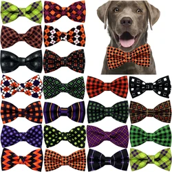 New Dog Fashion Halloween Plaid Accessories Slidable Dog Bow Tie Pet Dog Cat Collar Accessories Small Dogs Cats Bowties Collar