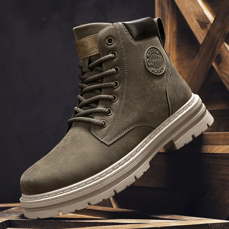 Big Size Men Boots Fashion Motorcycle Ankle Boots for Men Waterproof Hiking Boot Winter Chelsea Retro Boots Comfy Botas Hombre