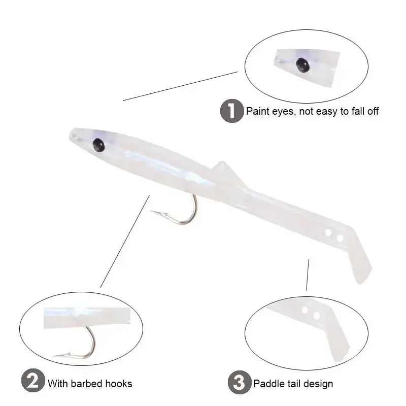 Imagem -04 - Afishlure-branco Raglou Soft Eel Fishing Lure Isca Pequena do Jogo do Mar Cauda de Poleiro 100 mm 3.7g x 5