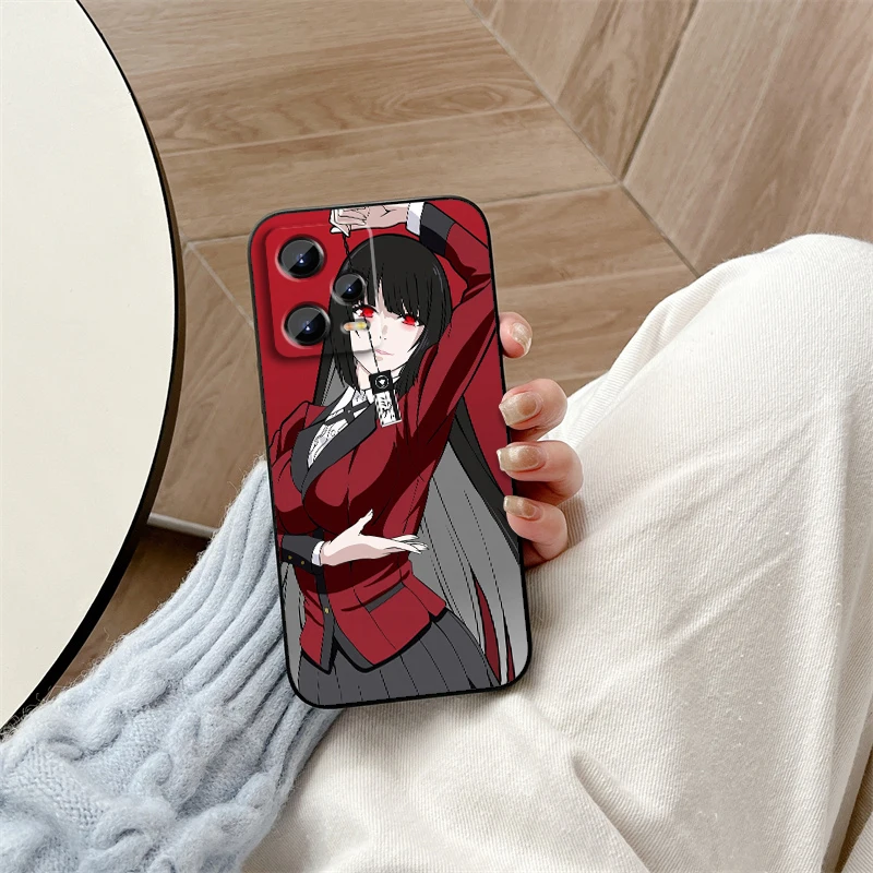 J-Jabami Y-Yumeko Kakeguruis For Xiaomi Redmi Note 13 12R 12 12S Turbo 11 11T 11S 10 10S Pro Plus 5G Black Soft Phone Case