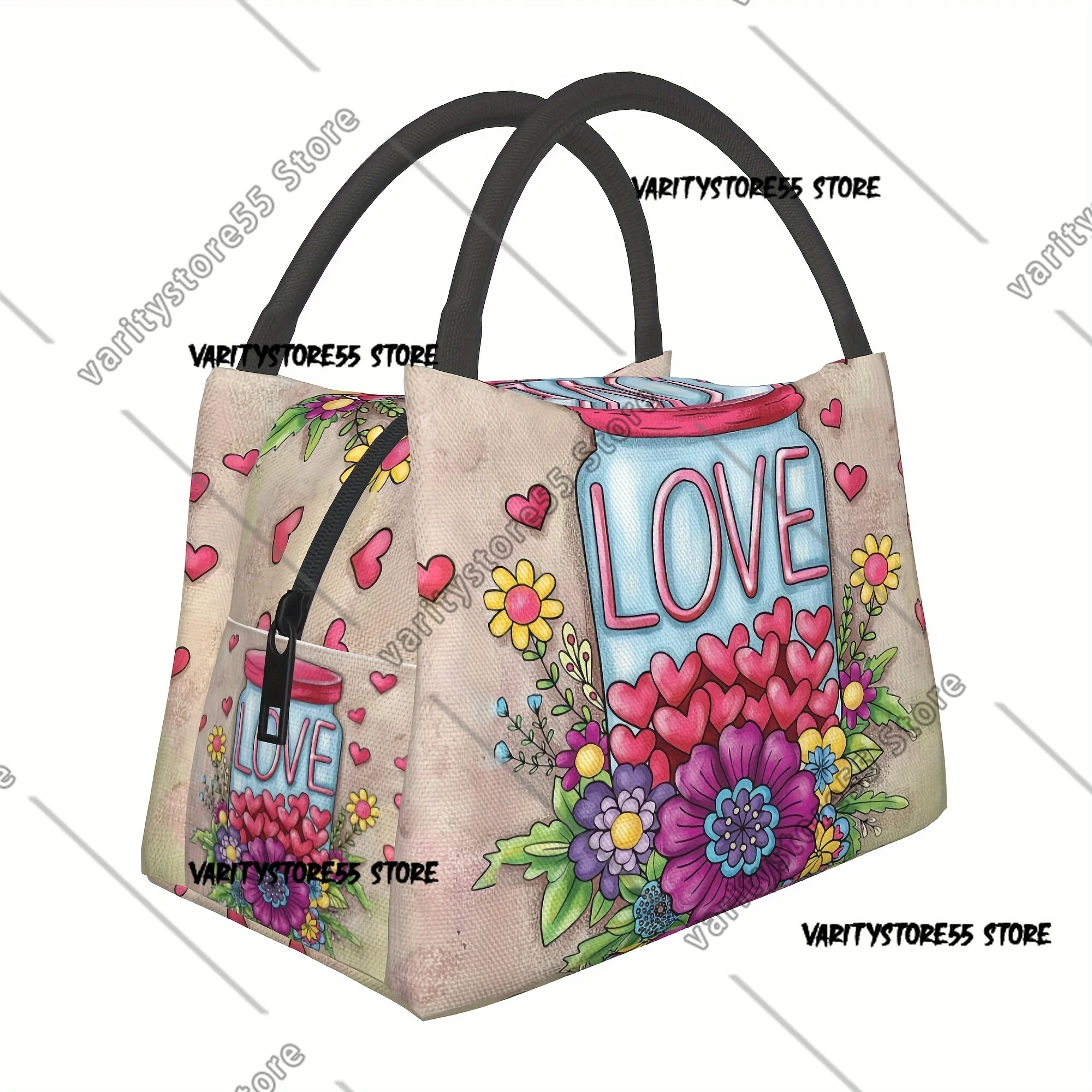 

Сумки для обеда с рисунком Дня святого Валентина, портативный холодильник, термосумка для обеда, работа, пикник, подходит для офиса, пикника, пляжа