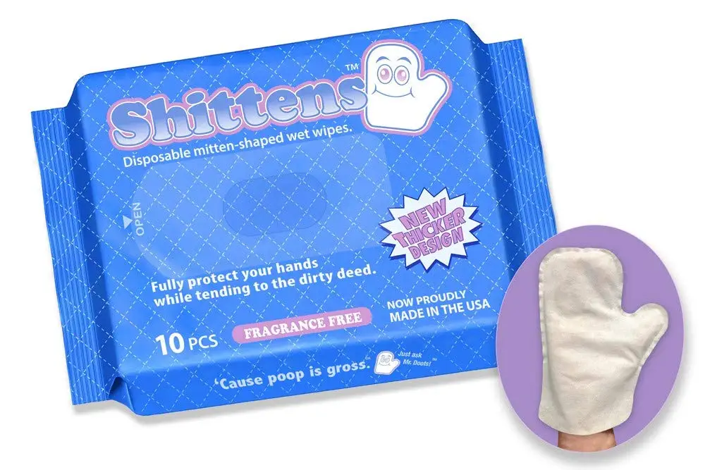 

Disposable Mitten-Shaped Wet Wipes for Hands-Free Cleaning, 10 Count