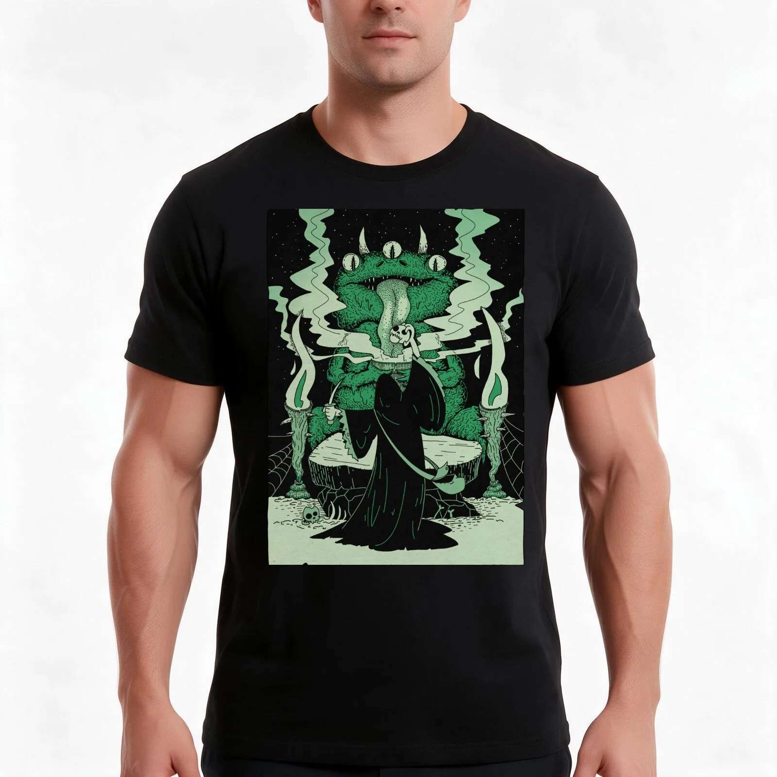 Ritual T-Shirt, Summer Casual Cotton Tee, Oversized Streetwear Tops, Vintage Graphic Print, Loose Fit Short Sleeve, 100% Cotton