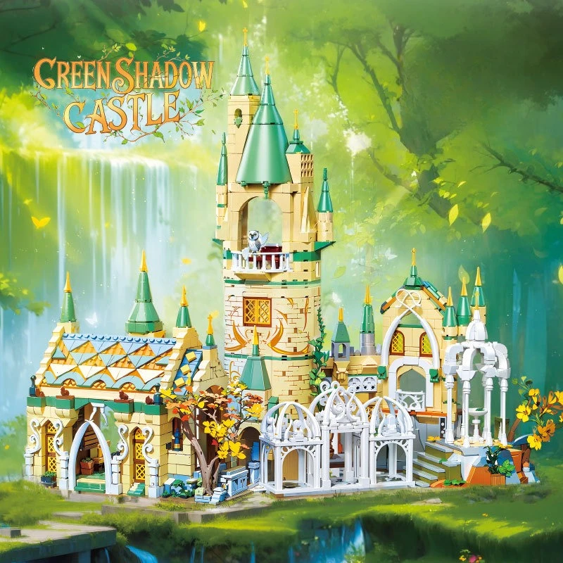 

Mini small particles green shadow forest castle building girl children assembled toy building block gift