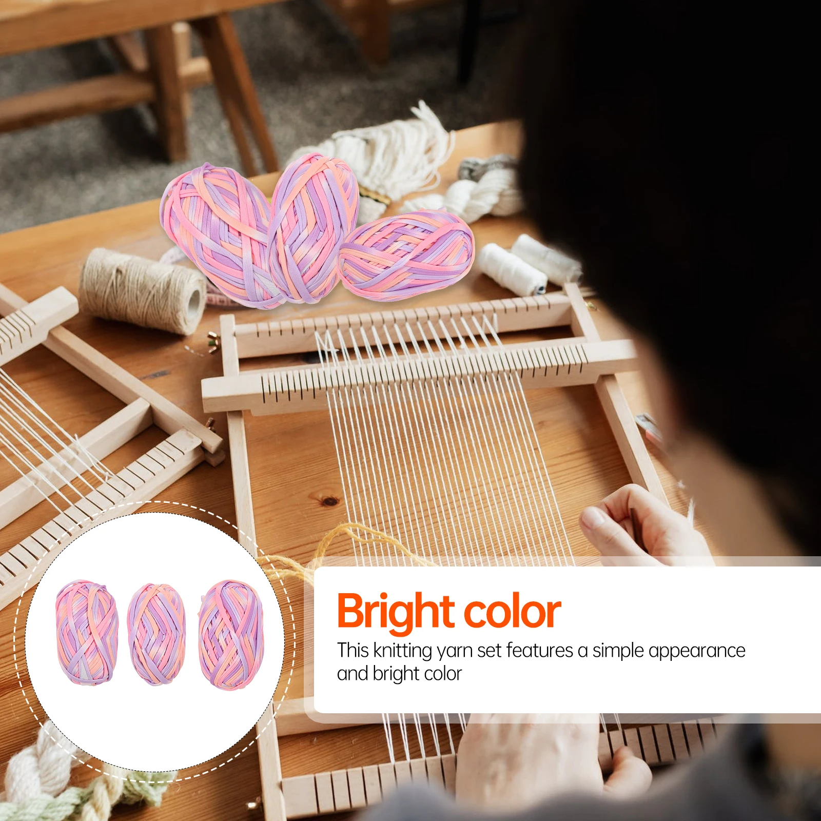 

3 Bundles Colorful Line Hat Material Bag Knitting Yarn Carpet DIY Kit Crocheted Costume Roving Fabric Scarf Cotton Colored